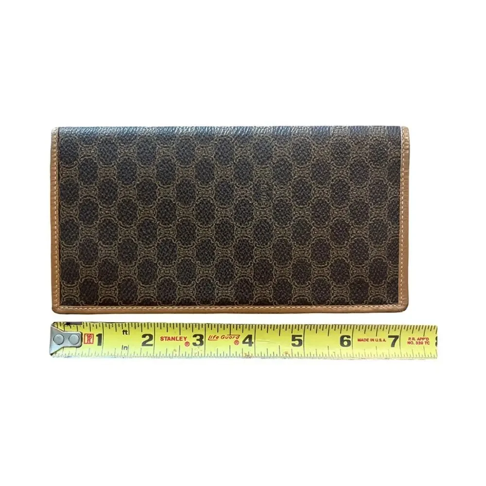 Vintage Celine Macadam Long Wallet Tan Leather & Canvas Made in Italy - Picture 9 of 15